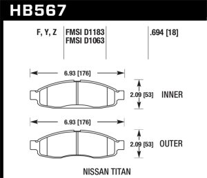 Infiniti QX56 Brake Pads - Front - Hawk Performance - LTS Street - `04-`06